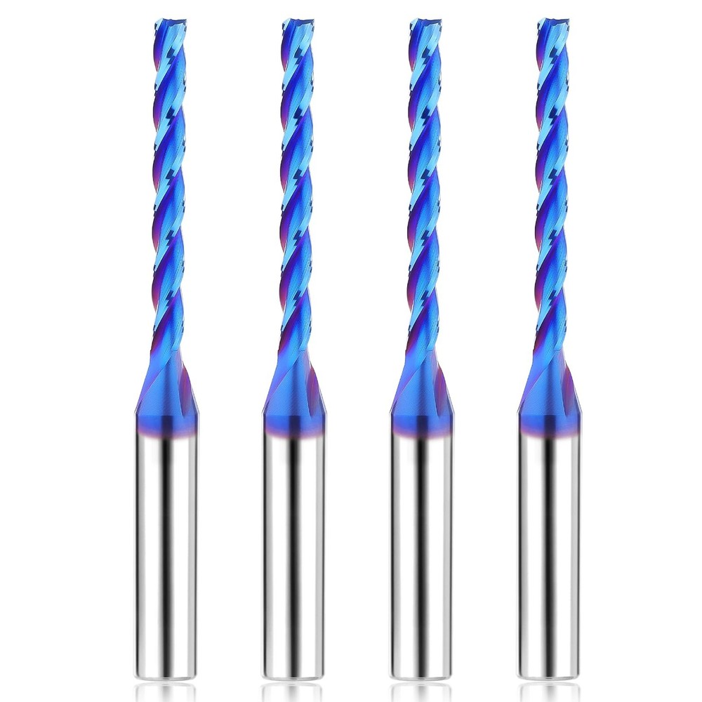 1/8 inch Extra Long CNC Router Bits 1/4 inch Shank 1/8» Cutting Dia Spiral U…