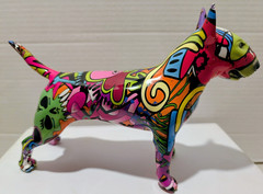 Brand New Sealed Pop Art Graffiti PolyResin Bull Terrier Medium Size