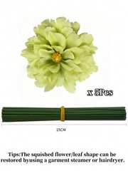 Green Artificial Dahlia Flowers 5 Pieces 15cm With Stems