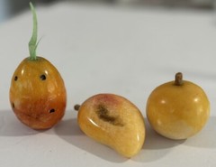 Vintage 1950’s Italian Alabaster Stone Fruit – Lot Of 3
