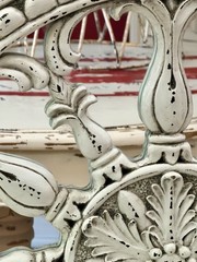 VTG Inspired Whitewashed Halfmoon/Mirrored Decorative Architectural Wall Plaque