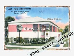 1930-45 Art-Earl Apartments, Daytona Beach, Florida tin sign affordable decor