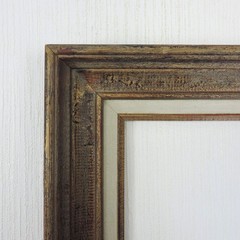Gallery Frame Wood Linen Liner Gray Wash Over Gold 11 in X 14 in Canvas Size