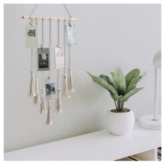 Macrame Wall Hanging Tapestry Handmade Wall Decor Photo Hanger Pins Included