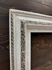 16 x 20 In stock-Classic compo ornate wood frame, Marble White with Silver leaf