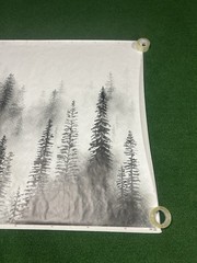 New IKEA BJORKSTA M. Selmin Black & White Pine Trees Print on Canva 78 3/4 X 55″