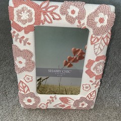 Shabby Chic Holds 4” X 6” Photo Picture Frame White Multi Color Floral