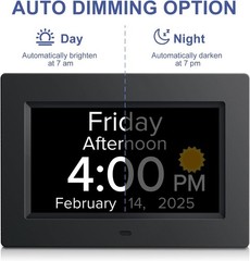 Digital Alarm Clock with Date and Day of Week for Dementia Seniors Multiple A…