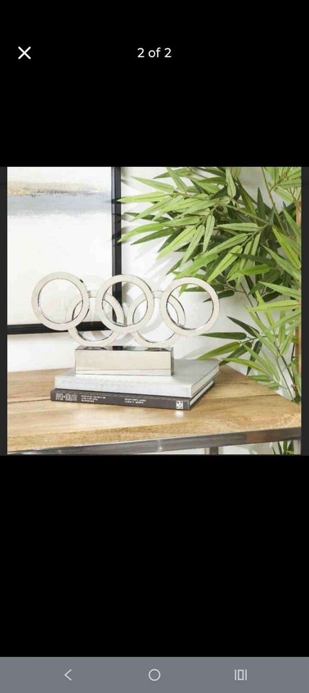Silver Crystal Geometric Decorative Sculpture 15”x2x8