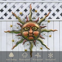 Bronze Metal Sun Stars Wall Art Garden Sculpture Indoor Outdoor Patio Home Decor