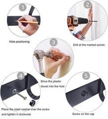 Black Wall Hooks, 12 Inch Coat Rack Wall Mount with 4 Hooks, Wall Hooks Heavy…