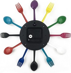 Kitchen Wall Clock Modern Creative Cutlery 12.6in Stainless Steel Decor