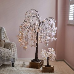 Lighted Cherry Blossom Tree Pink 18IN 40 LED with Timer Artificial Tabletop Bons