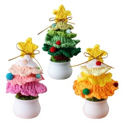 ↑Knitted Mini Xmas Tree Simulation Crochet Xmas Tree Bonsai Ornament For Mall
