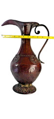 Metal Vase 15 Inches Tall – Middle Eastern – Pitcher Style – Heavy Metal Base