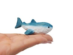 Shark Figurine Decor Sea Fish Statue Cake Top Wood Small Animal Sculpture Baby