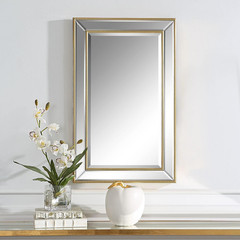 Solitha Gold Rectangle Bathroom Vanity Mirror | 20×32 in. Modern Design