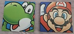 Nintendo Super Mario Yoshi Pyramid America 6×6 Inch Canvas Wall Art Set Of 2