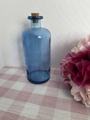 9 Inch Blue Glass Bottle With Cork