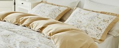 Gold Botanical Duvet Cover Queen 100% Cotton 3 Pcs Set 1 Farmhouse White Beige
