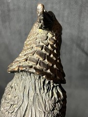 Cast Metal Brass or Bronze Art Sculpture Statue of a Bird in Tree Nouveau Style