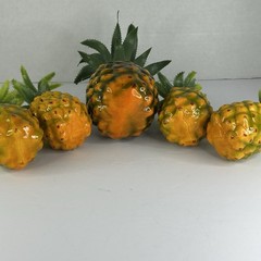 Artificial Pineapples Medium & Small Set Of 5 Plastic Decorative Fake Fruit