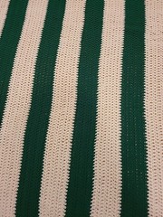 Handmade Blanket Afgan Throw Large 42 X 70 in Kelly Green & White Striped New