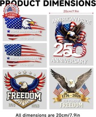5Pcs 250th Anniversary USA Car Decal Sticker, USA Patriotic 4th of July 1776-202