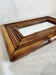 Vintage Bamboo Mirror Rectangular Shape Boho Coastal Chic Style