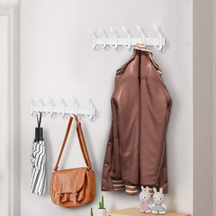 White Wall Hooks Heavy Duty, 17 Inch Coat Hooks Wall Mount with 6 Hooks,2 Pac…