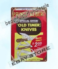 Prince Albert Pipe Cigarette Tobacco OLD TIMER Knives metal tin sign decor shop