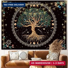 Tree of Life Fantasy Forest Tapestry Vintage Boho Mandala Tapestries for Bedroom