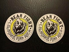 Lot (2) BEAR FIGHT 2 1/2″ x 2 1/2″ California Punk Rock Logo Stickers FAST! FREE