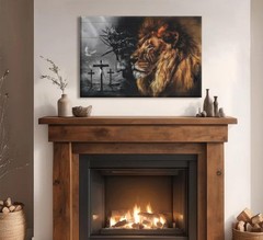 Jesus and Lion Canvas Wall Art Christian God Wall Decor Judas and Lion Cross …