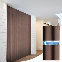 Dark Walnut Wood Panels, 4 Pcs Acoustic Wall Decor, Easy Install 47.2×23.6 Inch