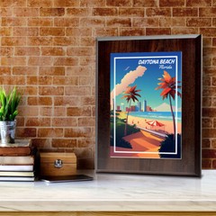 Daytona Beach Florida Decorative Wall Plaque With Easel Acrylic Stand