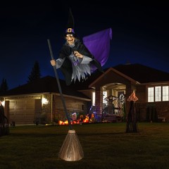 AplusChoice 9Ft Flying Witch Animated Halloween Decoration Motion Activated