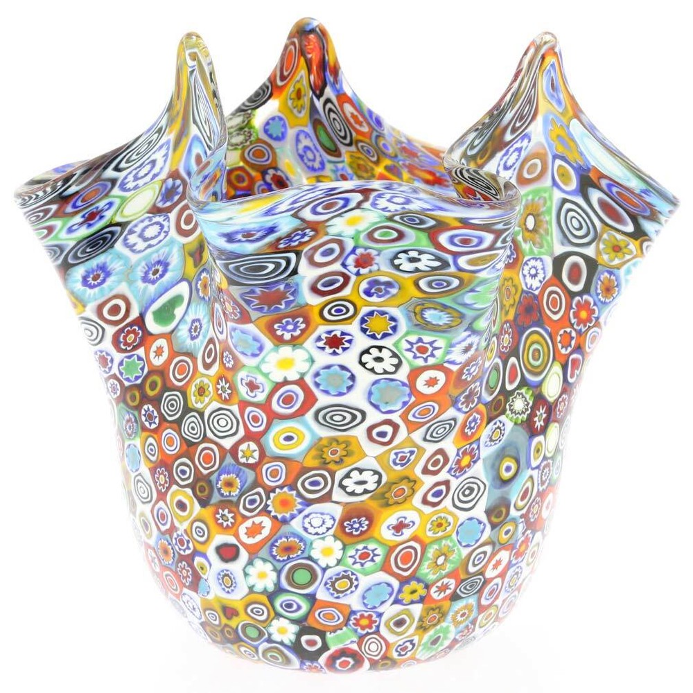GlassOfVenice Murano Glass Millefiori Fazzoletto Bowl – Multicolor