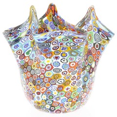 GlassOfVenice Murano Glass Millefiori Fazzoletto Bowl – Multicolor