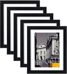 11×14 Picture Frame Set of 5 in Black, Display 8×10/8.5×11 Photo with