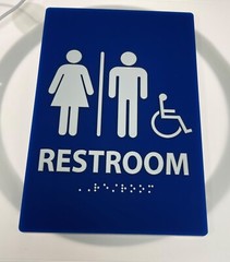 Acrylic Restroom Sex Neutral Sign set (round + rectangular), ADA & Braille