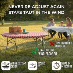 Kwik-Covers 10 Pack of Round Plastic Table Covers – 60″ or 72″ Round – Indoor or