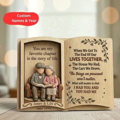 Personalized Anniversary Wooden Plaque, Custom Couple Reading Book Gift