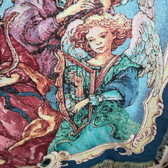 Tapestry Throw Blanket Angels Playing Musical Instruments 47.5″ x 52.5″ Fringed