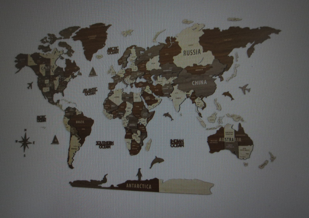 3D WOODEN WORLD MAP WALL ART – 39.4″ X 23.3″ MIXED COLOR