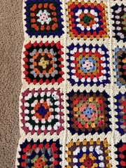 Vintage Handmade Crochet Granny Square Throw Blanket Afghan 50×42 Multicolor