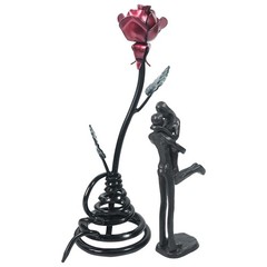 Iron Anniversary Couple Gifts, Romantic Statue & Metal Rose, 6th, 17th, 25th,…