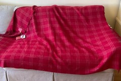 Kuna New 100% Baby Alpaca Throw 62×53 Fringe Peru Red Plaid Super Soft