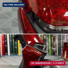 LZLRUN Forged Gloss Carbon Fiber Red Vinyl Wrap Roll Air Release Sticker Sheet F