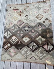 Victor E. Sulca Abstract Peruvian Wool Woven Tapestry, Earth tones, Frog Motif